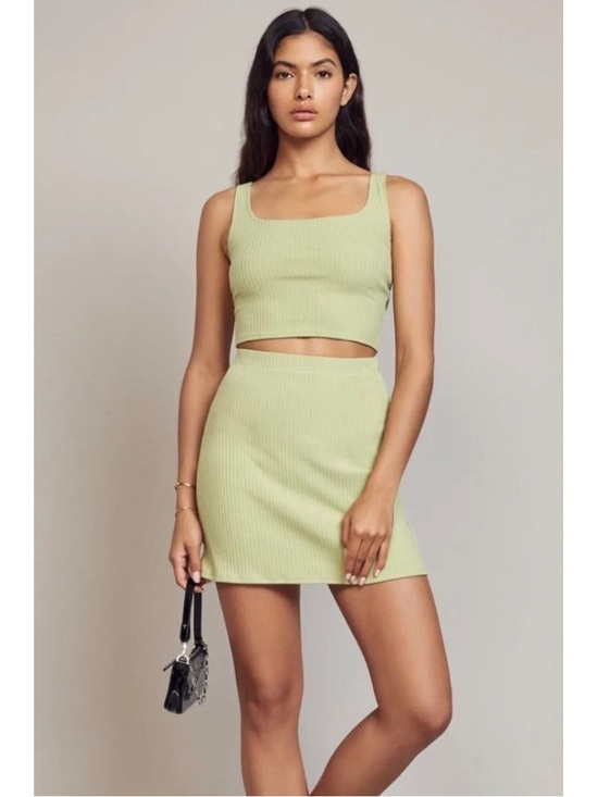 Reformation Tops - Reformation Julianna Ribbed Square Neck Cropped Tank Top Size XS Spearmint Green